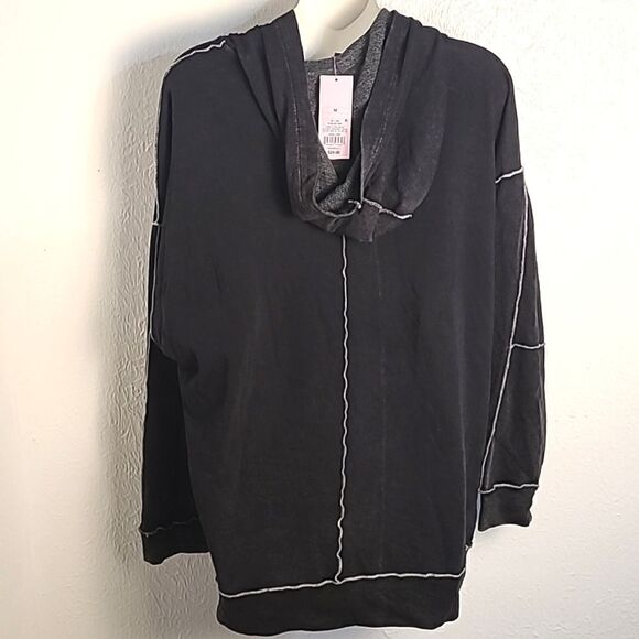 Wild Fable Seamed Hoodie Longsleeve T-Shirt, Distressed Black, Size Medium, NWT - Picture 6 of 12
